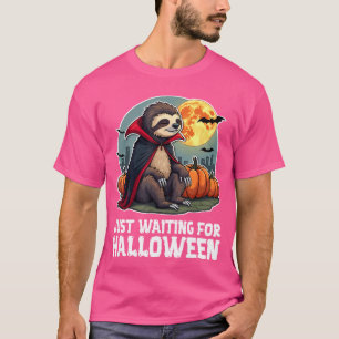Camiseta Engraçado Vampiro Sloth Esperando o Halloween