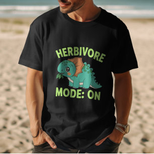Camiseta Engraçado Vegano Dinossauro Herbívoro Modo Ativado