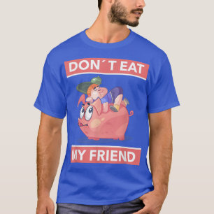 Camiseta Engraçado Vegão Vegetariano com Amigo de Suínos