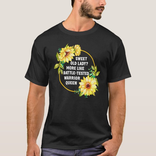 Camiseta Engraçado Velhinha Mais Como Warri Testado Em Bata (Frente)