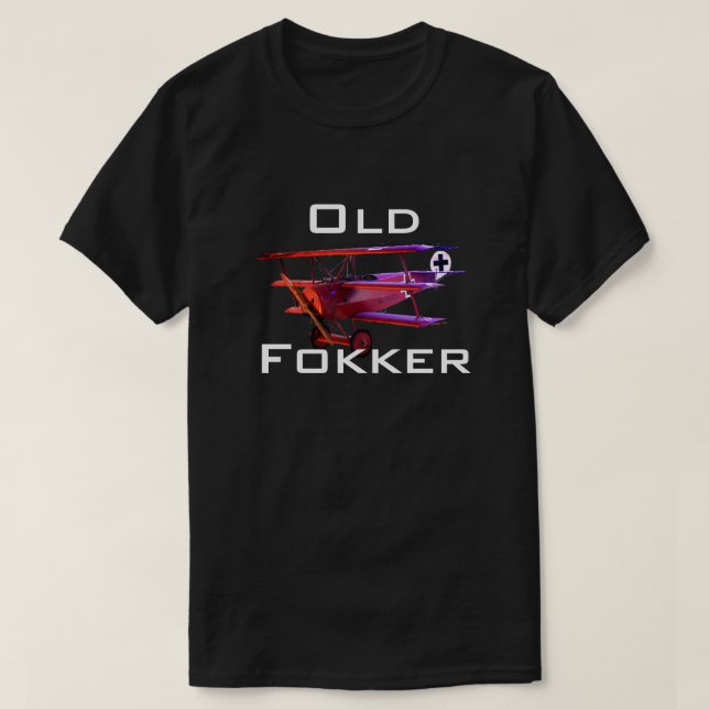 Camiseta Engraçado "Velho Fokker" (Frente do Design)
