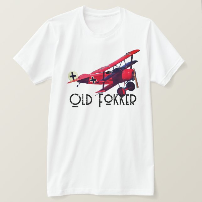 Camiseta Engraçado "Velho Fokker" (Frente do Design)