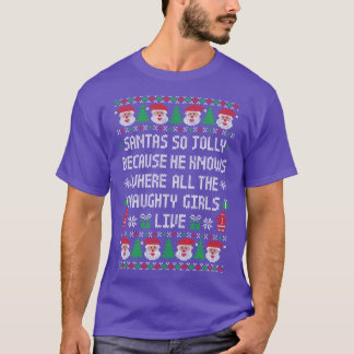 Camiseta Engraçado Velho Papai noel de Natal Jolly Naughn G