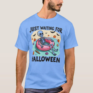 Camiseta Engraçado Verão 2025 Esqueleto Louco Esperando Por