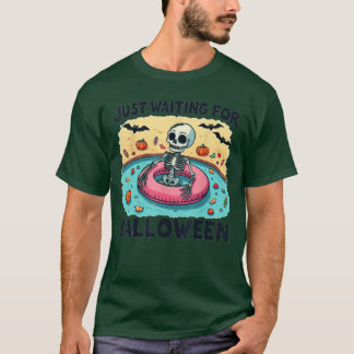 Camiseta Engraçado Verão 2025 Esqueleto Louco Esperando Por