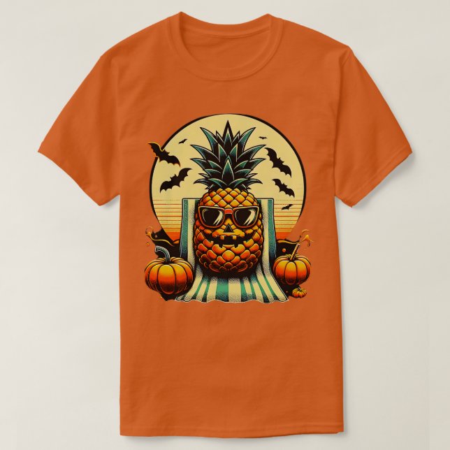 Camiseta Engraçado Verão abacaxi Swinger Halloween 1 (Frente do Design)