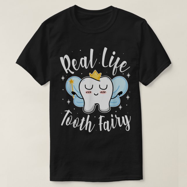 Camiseta Engraçado Vida Real Fada Higienista Dental Design (Frente do Design)