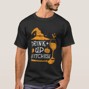 Camiseta Engraçado Vinho Assustador Beba Bruxas no Dia das 