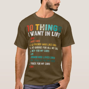 Camiseta Engraçado Vintage 10 Coisas Que Quero Na Minha Vid