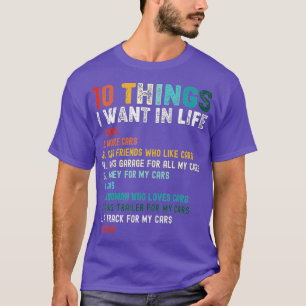 Camiseta Engraçado Vintage 10 Coisas Que Quero Na Minha Vid