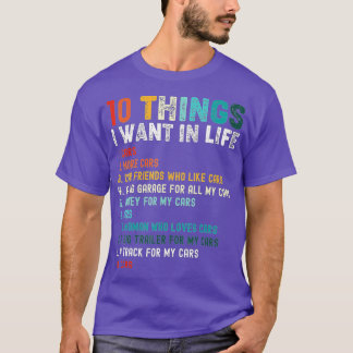 Camiseta Engraçado Vintage 10 Coisas Que Quero Na Minha Vid