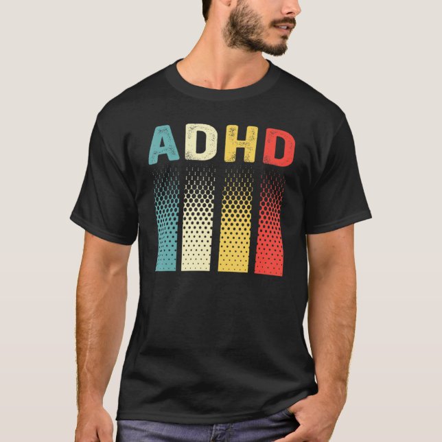 Camiseta Engraçado Vintage Adhd Autismo Saúde Mental Consci (Frente)