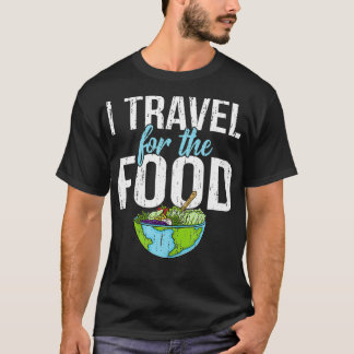 Camiseta Engraçado Vintage I Viagem para a Comida