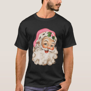 Camiseta Engraçado Vintage Rosa Papai Noel Rosa Desi Natal