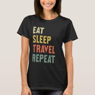 Camiseta Engraçado Vintage Traveler Coma Viagem de Sono Rep