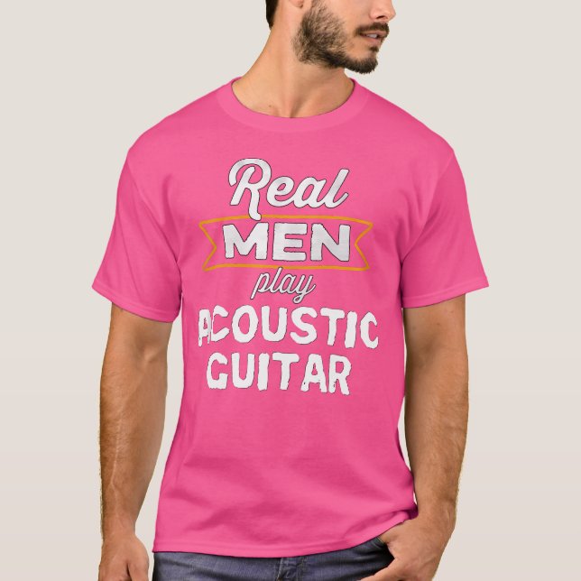 Camiseta Engraçado Violão Acústico Lover Homens Reais Jogam (Frente)