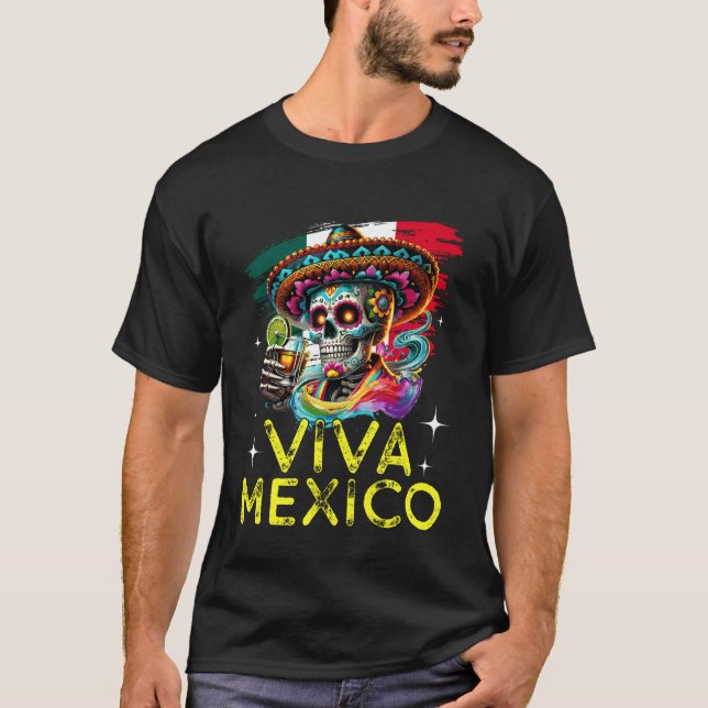 Camiseta Engraçado Viva México Cabrones Dia da Independênci (Frente)