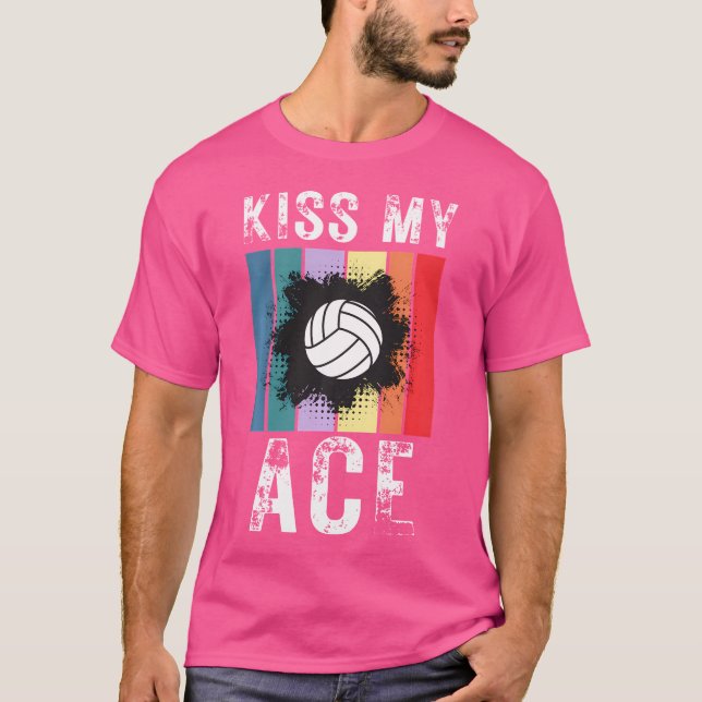 Camiseta Engraçado Voleibol Beija Meu Sunset Ace (Frente)