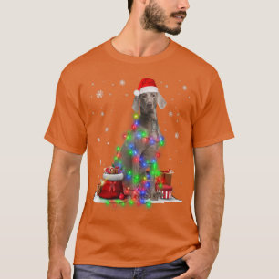Camiseta Engraçado Weimaraner Cachorro Árvore de Natal Luze