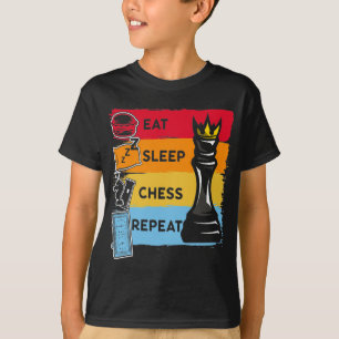 Camiseta Engraçado Xadrez Rei Comeu Xadrez do Sono Repito