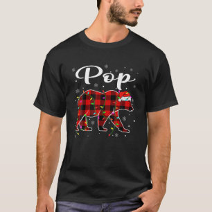 Camiseta Engraçado Xadrez Vermelha Luzes de Natal Pop Urso