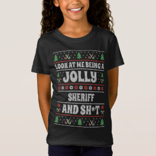 Camiseta Engraçado Xerife de Natal Ugly Xmas Pensado