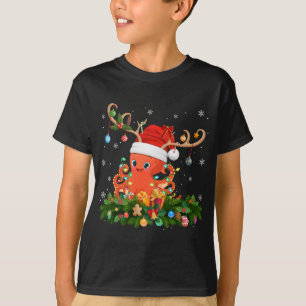 Camiseta Engraçado Xmas Holiday Reindeer Papais noeis Octop