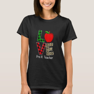 Camiseta Engraçado Xmas Iluminação Amor Pré K Professor Nat