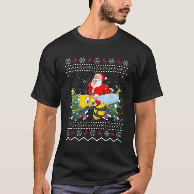 Camiseta Engraçado Xmas Iluminação Feia Papais noeis Andand (Frente)