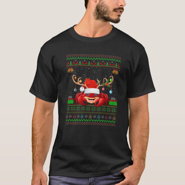 Camiseta Engraçado Xmas iluminando Santa Hat Feia Natal (Frente)
