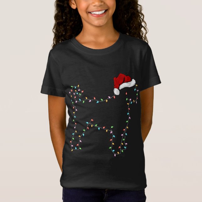 Camiseta Engraçado Xmas iluminando Santa Hat Labradoodle Co (Frente)