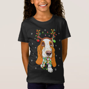 Camiseta Engraçado Xmas Lighting Reindeer Hbasset Hound Chr