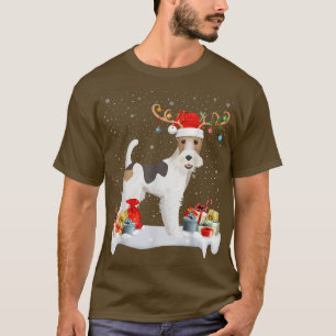 Camiseta Engraçado Xmas Lighting Reindeer Santa Hat Fo Terr