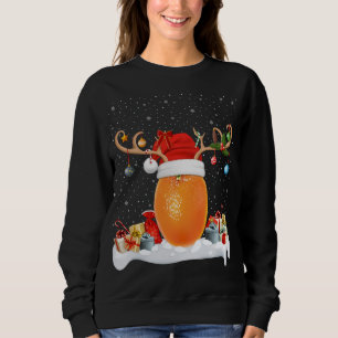 Camiseta Engraçado Xmas Lighting Reindeer Santa Hat Orange 