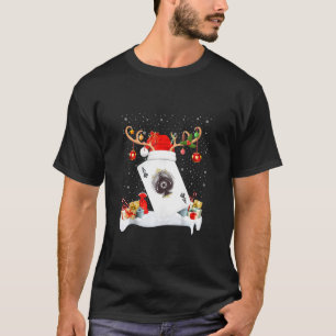 Camiseta Engraçado Xmas Lighting Reindeer Santa Hat Poker C