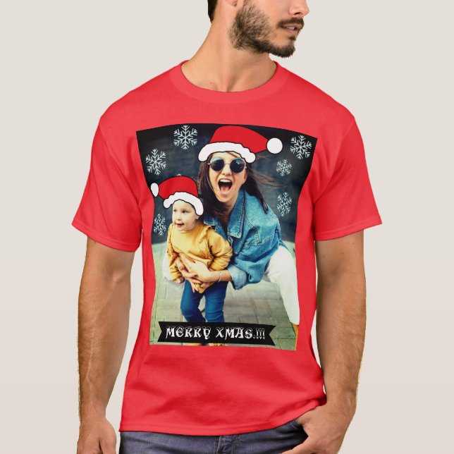 Camiseta Engraçado Xmas personalizado. Papai noel (Frente)