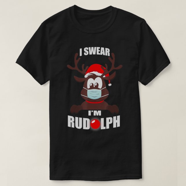 Camiseta Engraçado XMAS sou Rudolph com máscara (Frente do Design)