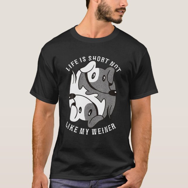 Camiseta Engraçado Ying Yang Dog Dachshund Cotação (Frente)