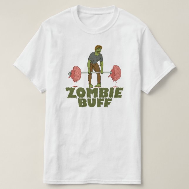 Camiseta Engraçado Zombie Buff Weightlifer (Frente do Design)