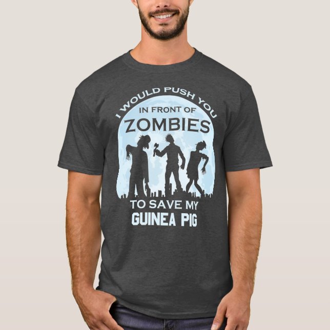 Camiseta Engraçado Zombie Halloween Pet Guiné Pig (Frente)