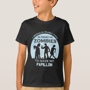 Camiseta Engraçado Zombie Halloween Pet Papillon