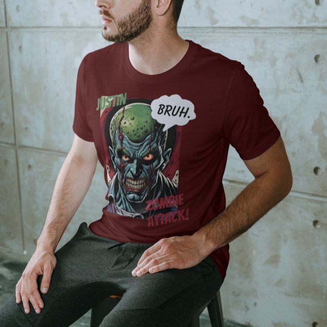 Camiseta Engraçado Zombie Personalizado Nome Tee Legal Comi (Criador carregado)