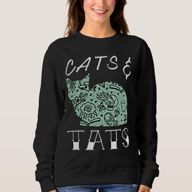 Camiseta Engraçados Gatos e Tatuagens Engraçados Arte Desig (Frente)