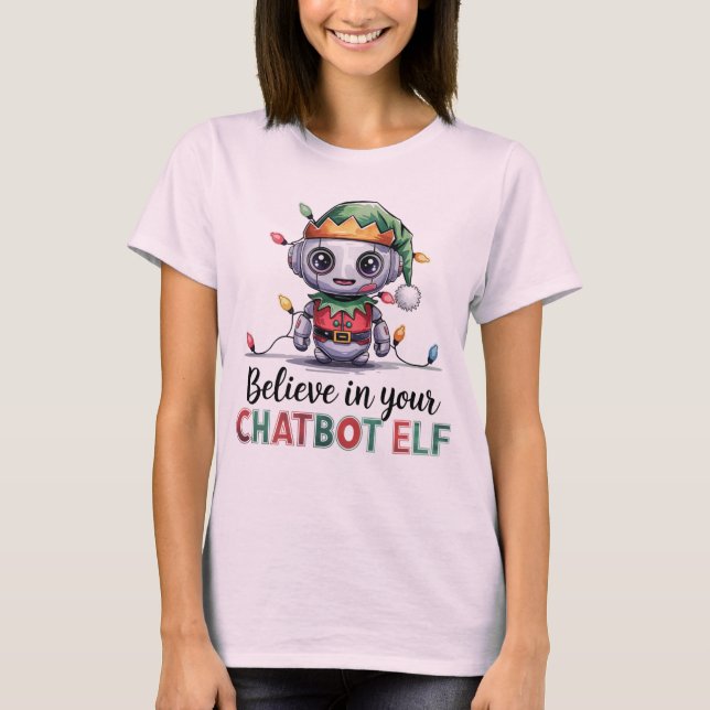 Camiseta 🤖 Engraçados Memórias Do Chatbot Do Xmas Acredita (Frente)
