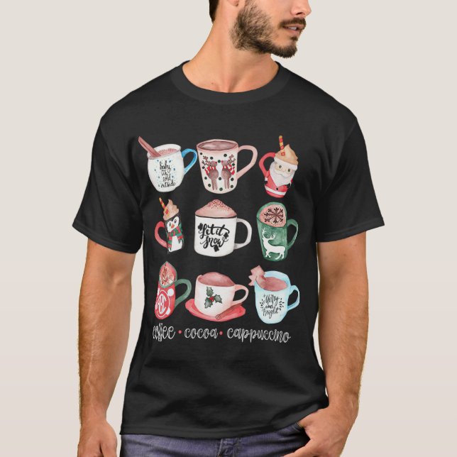 Camiseta Engraçados Molhos de Natal Bebem Café Quente De Ca (Frente)