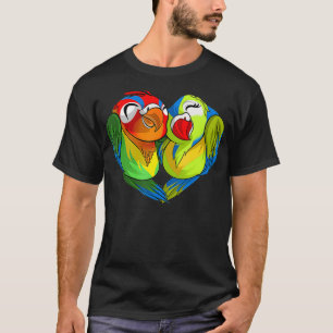Camiseta Engraçados Pássaros Parrots Coração Dias de os