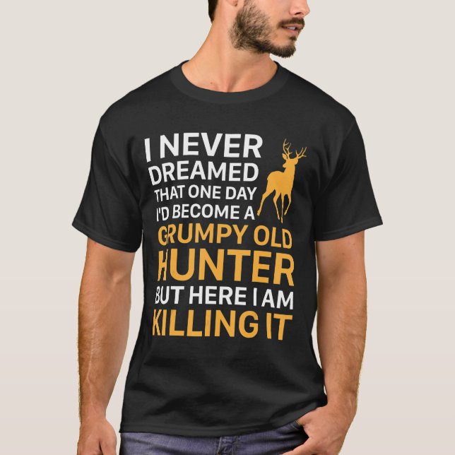 Camiseta Engraçados Presentes Para Caçadores Velhos Grumpy (Frente)