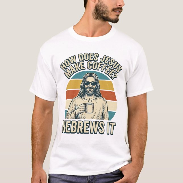Camiseta Engravamento Vintage Café Jesus Engraçado (Frente)