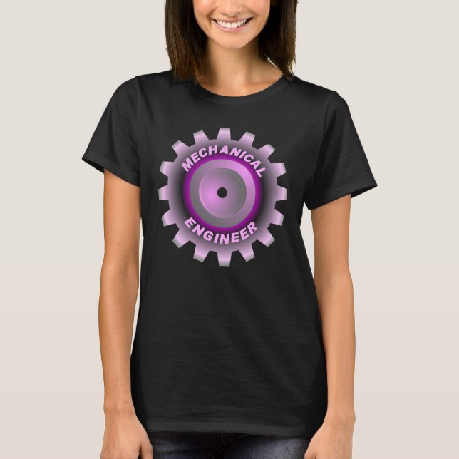 Camiseta Engrenagem de Engenheiro Mecânico Rosa (Frente)
