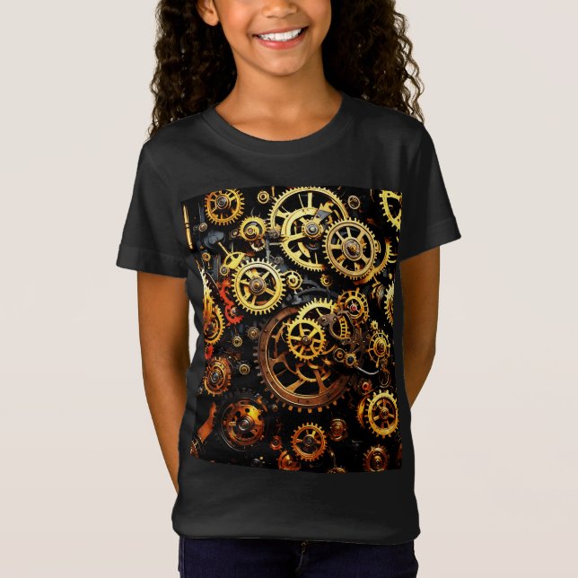 Camiseta Engrenagens de Relógio Steampunk 1004 (Frente)